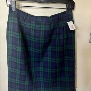 Talbots 12P - Plaid Skirt in Green and Navy Blue - New with Tags!